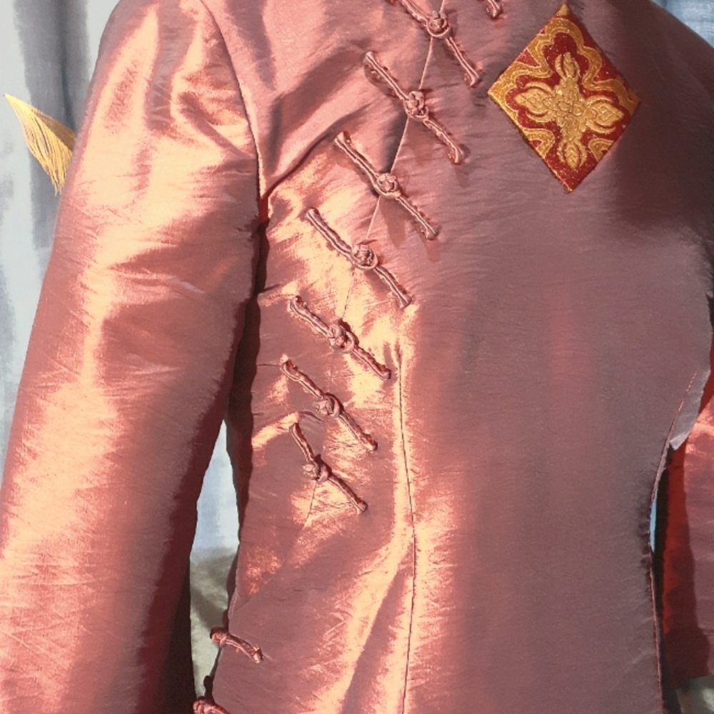 Iridescent Purple Mandarin Collar Silk Jacket - Picture 4 of 5